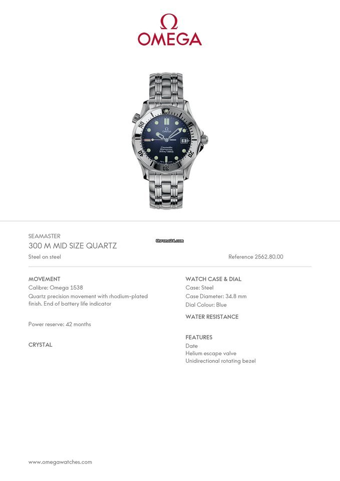 Omega Seamaster Mens watch Unisex Quartz Steel 2562.80 7