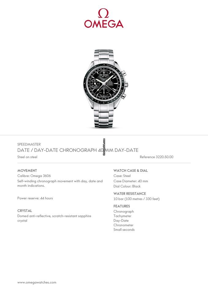 Omega Speedmaster Day Date Mens watch Unisex Steel 3220.50 7