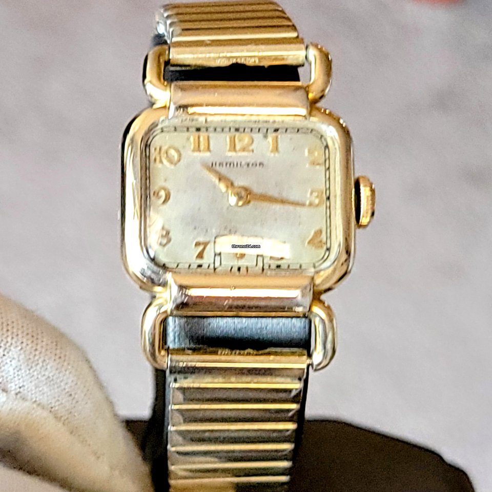 Hamilton Mens watch Unisex Manual winding Gold Steel Hamilton Grade 987A 7