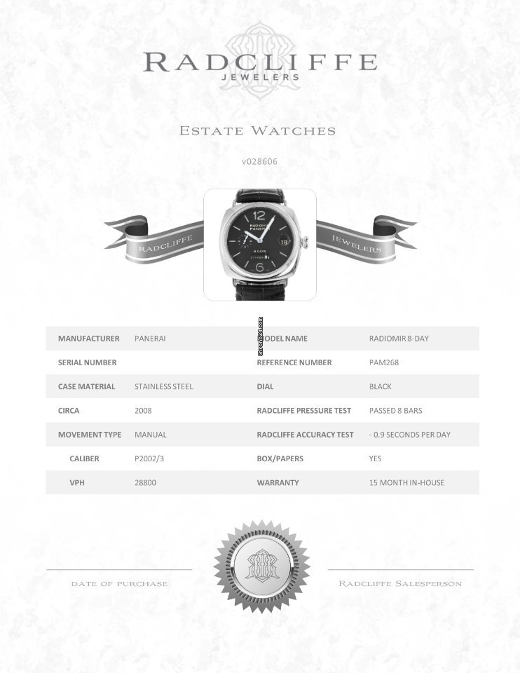 Panerai Radiomir 8 Days Mens watch Unisex Manual winding Steel PAM 00268 7