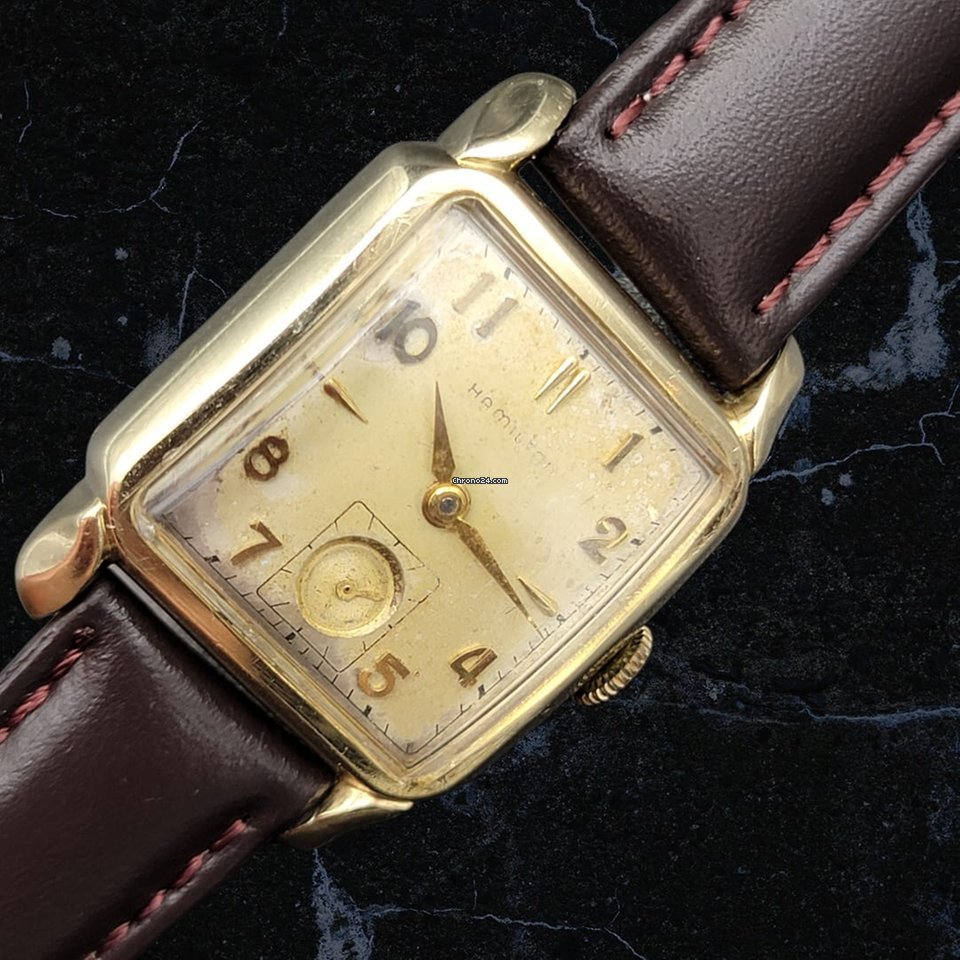 Hamilton Mens watch Unisex Manual winding Gold Steel Hamilton Grade 747 7