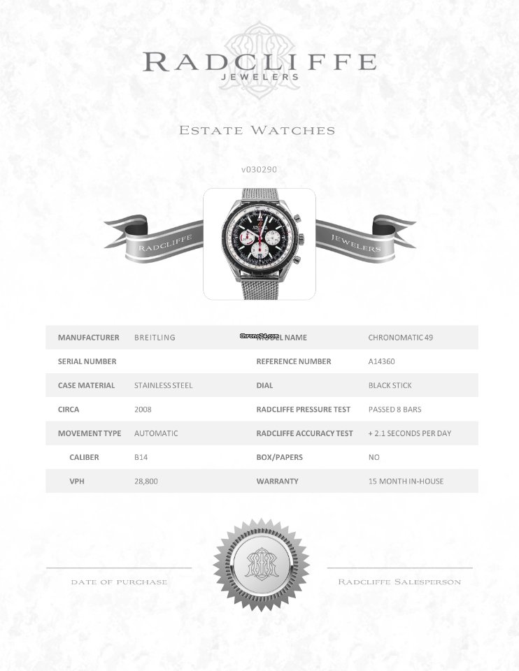 Breitling Chrono-Matic 49 Mens watch Unisex Automatic Steel A14360 7