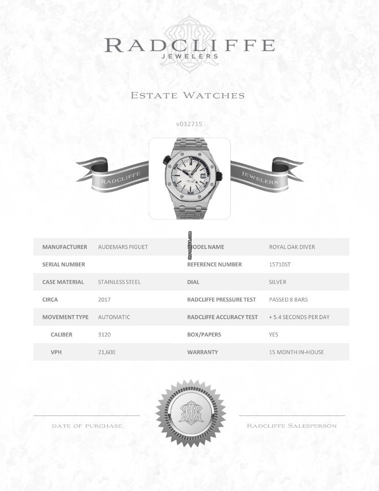 Audemars Piguet Royal Oak Offshore Diver Mens watch Unisex Automatic Steel 15710ST 7