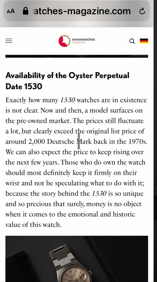 Rolex Oyster Perpetual Date Mens watch Unisex Steel Automatic 1530 7