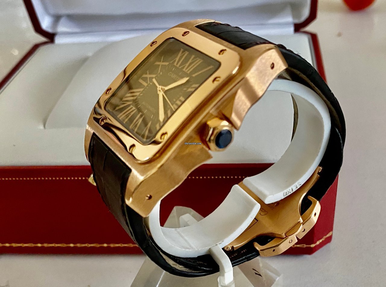 Cartier Santos 100 Mens watch Unisex Automatic Rose gold 2792 7