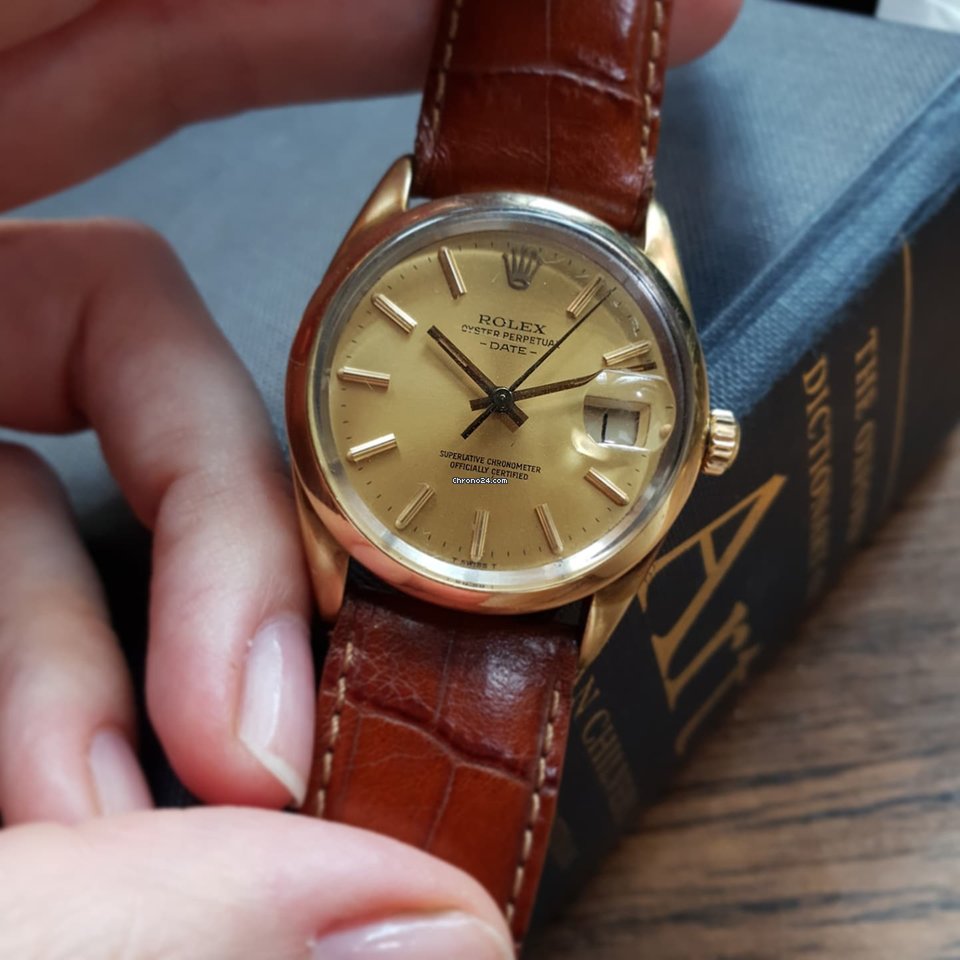 Rolex Oyster Perpetual Date Mens watch Unisex Gold Steel Automatic 1550 7