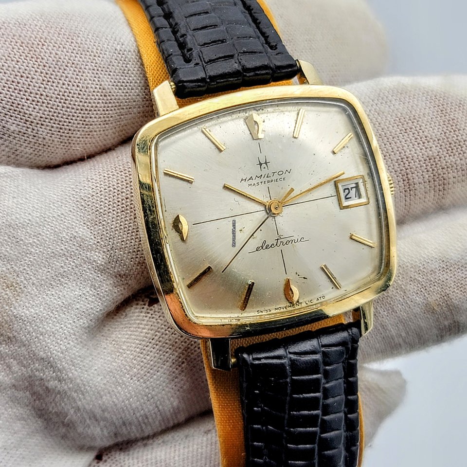 Hamilton Mens watch Unisex Quartz Gold Steel Lic ATO 9154 ESA 7
