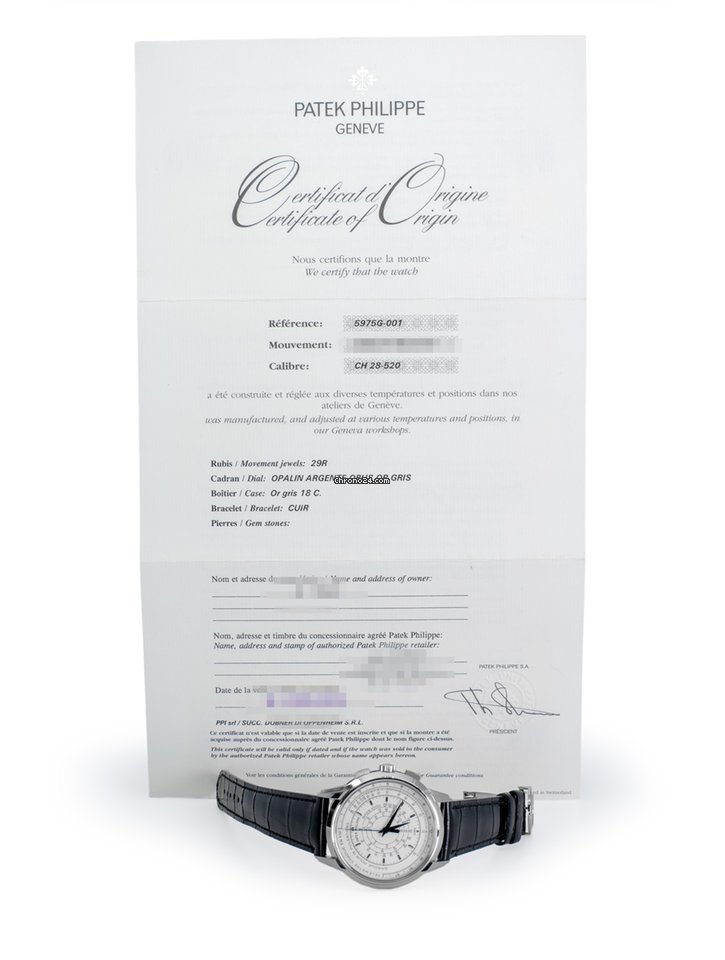 Patek Philippe Chronograph Mens watch Unisex Automatic White gold 5975G-001 7