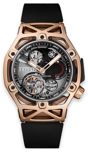 Hublot Techframe Ferrari Tourbillon Chronograph Mens watch Unisex Manual winding Rose gold 408.OI.0123.RX