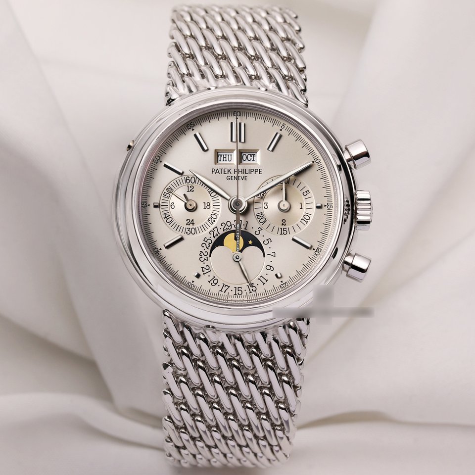 Patek Philippe Perpetual Calendar Chronograph Mens watch Unisex Manual winding White gold 3970