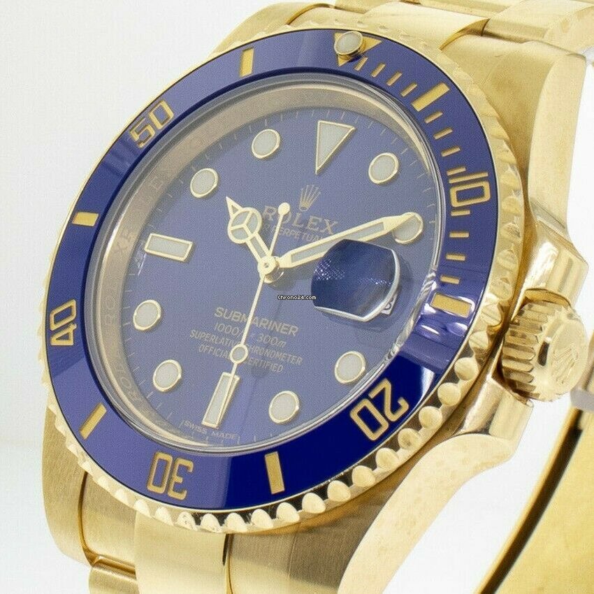 Rolex Submariner Date Mens watch Unisex Yellow gold Automatic 116618BL