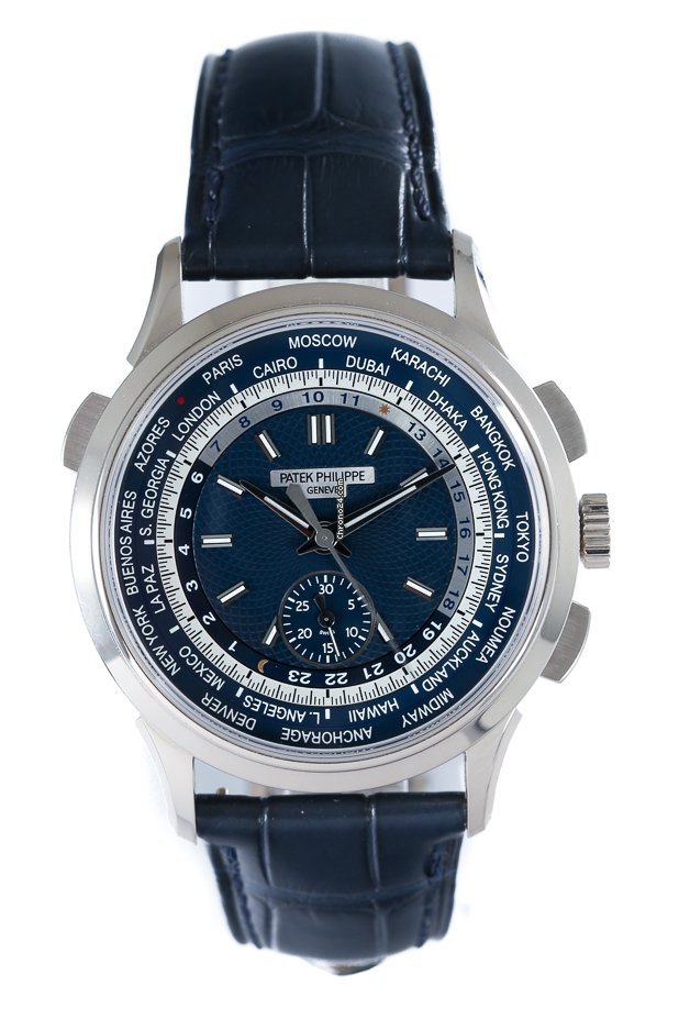 Patek Philippe World Time Chronograph Mens watch Unisex Automatic White gold 5930G-001