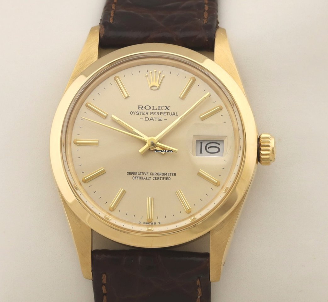 Rolex Oyster Perpetual Date Mens watch Unisex Yellow gold Automatic 15008