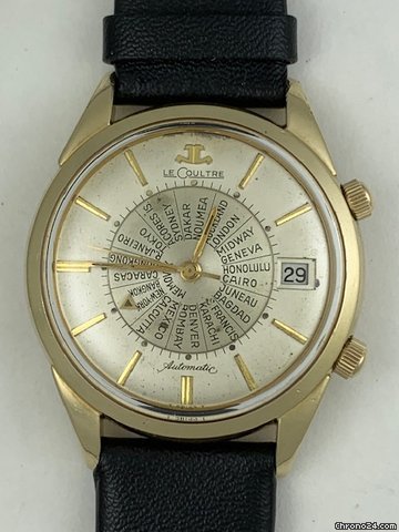 Jaeger-LeCoultre Mens watch Unisex Automatic Gold Steel Memovox Vintage World Time Alarm