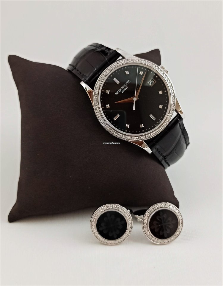 Patek Philippe Calatrava Mens watch Unisex Automatic White gold 5297G-001 (with matching Cufflinks 205.9108G)