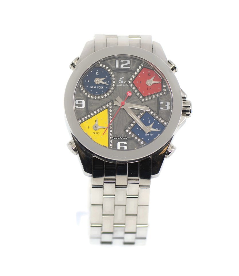 Jacob & Co. Five Time Zone Mens watch Unisex Quartz Steel JCM-58DA