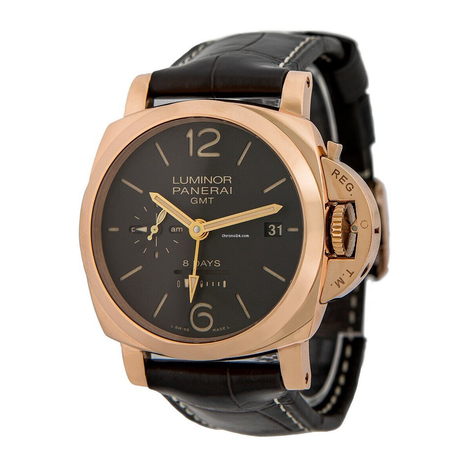 Panerai Luminor 1950 8 Days GMT Mens watch Unisex Manual winding Rose gold PAM 576