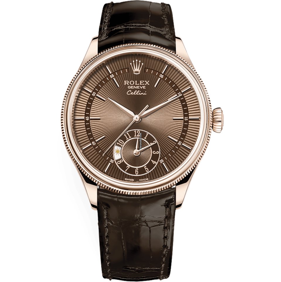 Rolex Cellini Dual Time Mens watch Unisex Rose gold Automatic 50525-0016