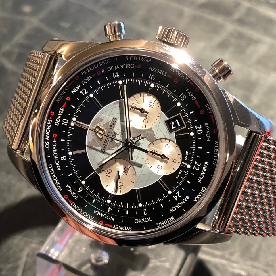 Breitling Transocean Chronograph Unitime Mens watch Unisex Automatic Steel AB 0510U4