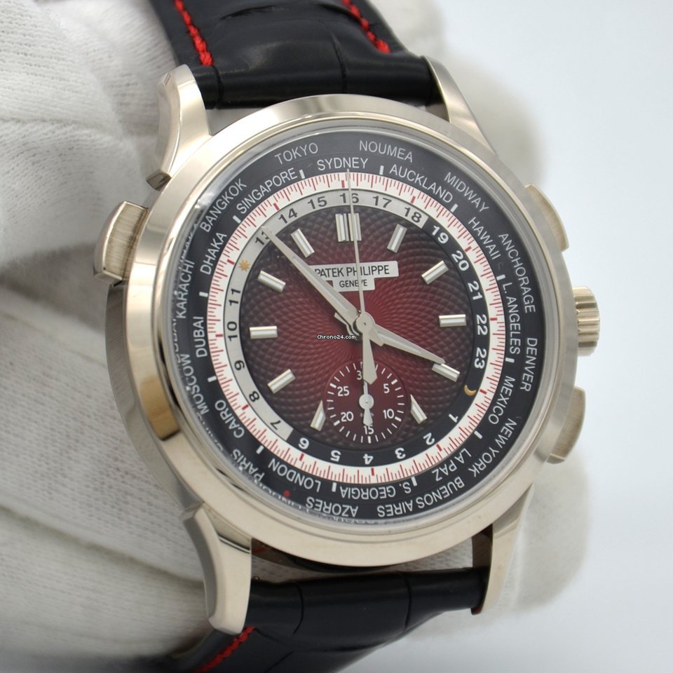 Patek Philippe World Time Chronograph Mens watch Unisex Automatic White gold 5930G-011
