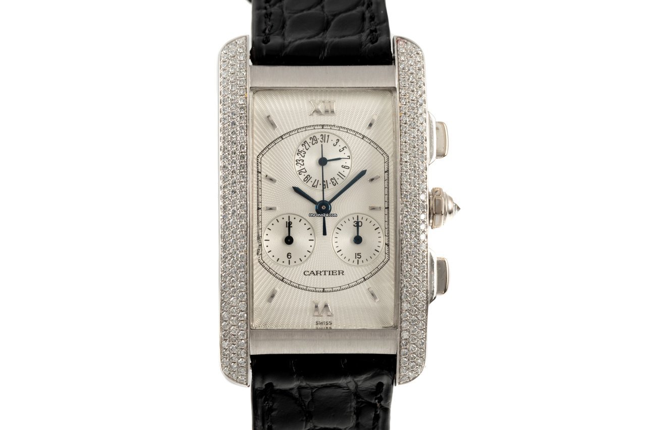 Cartier Tank Americaine Mens watch Unisex Quartz White gold 2339