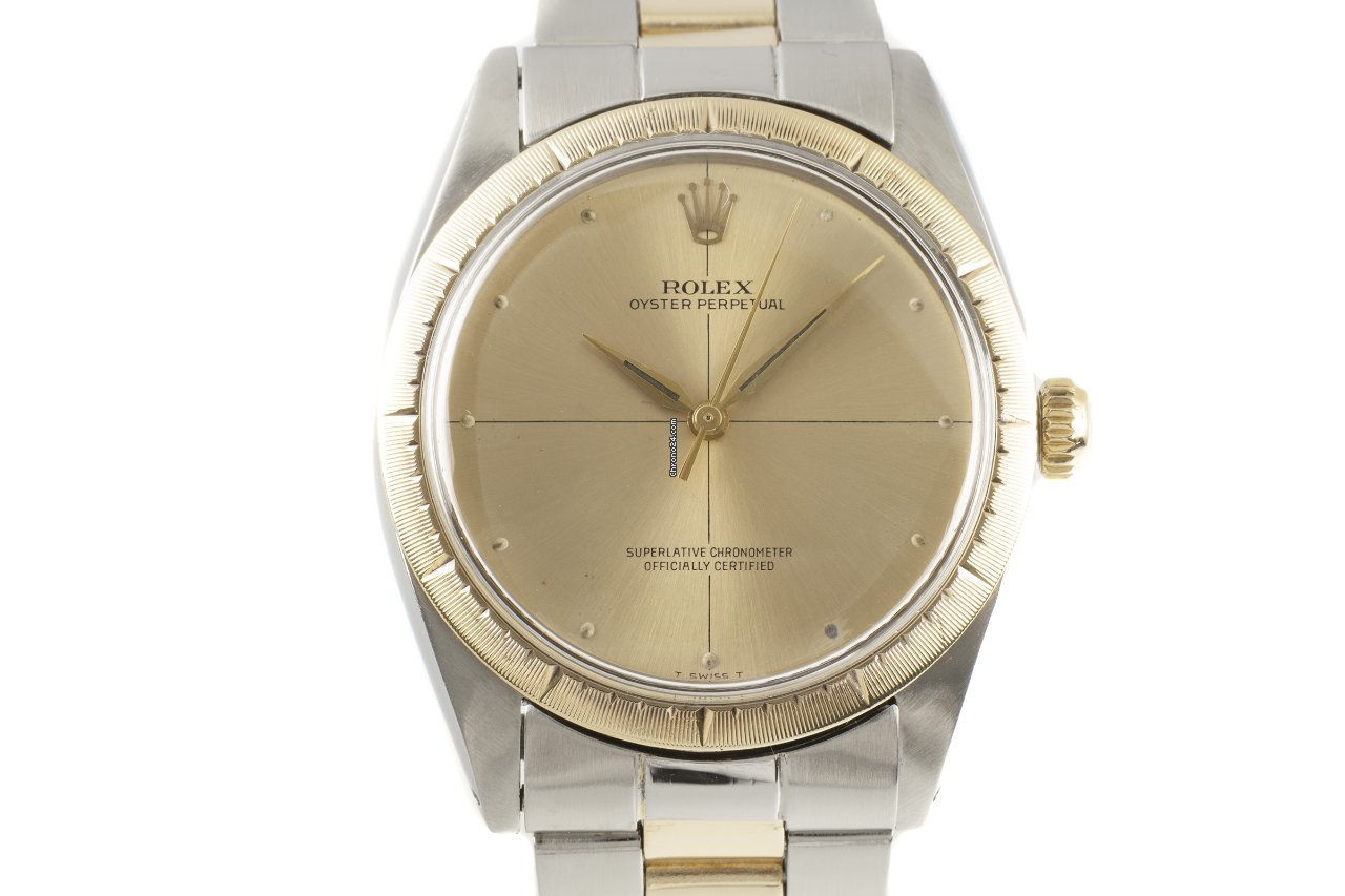 Rolex Oyster Perpetual 34 Mens watch Unisex Gold Steel Automatic 1008