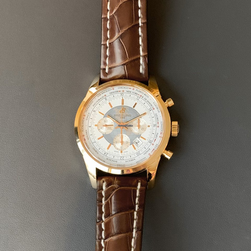 Breitling Transocean Chronograph Unitime Mens watch Unisex Automatic Rose gold RB0510U0-A733