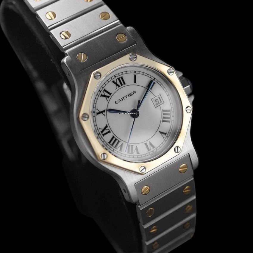 Cartier Santos Mens watch Unisex Automatic Gold Steel 8275ST