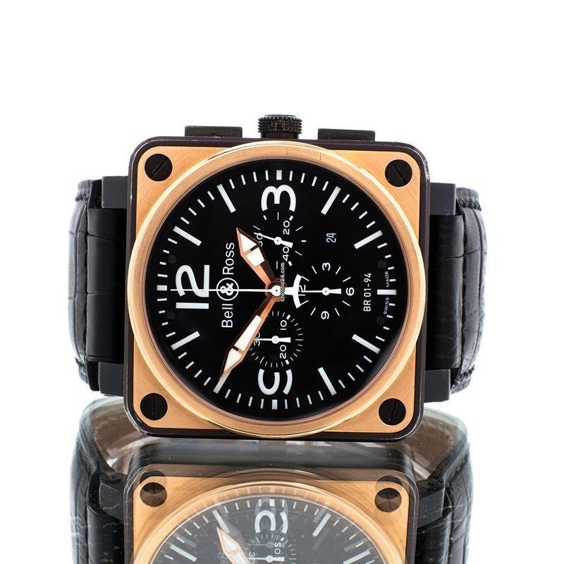 Bell & Ross BR 01-94 Chronographe Mens watch Unisex Automatic Gold Steel Br01 94