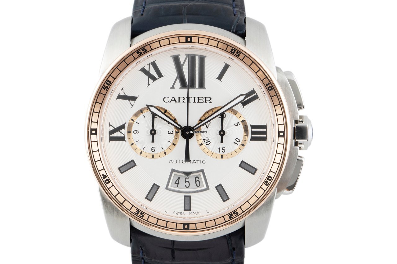 Cartier Calibre de Cartier Chronograph Mens watch Unisex Automatic Gold Steel W7100042