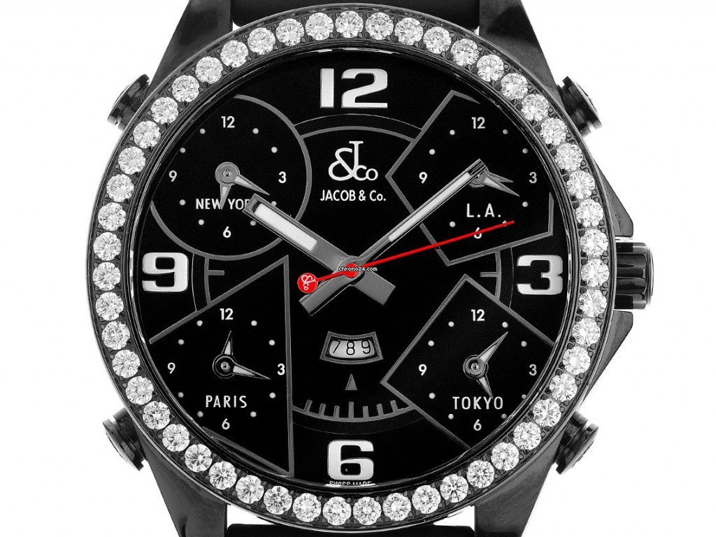 Jacob & Co. Five Time Zone Mens watch Unisex Quartz Steel 5U1W9279