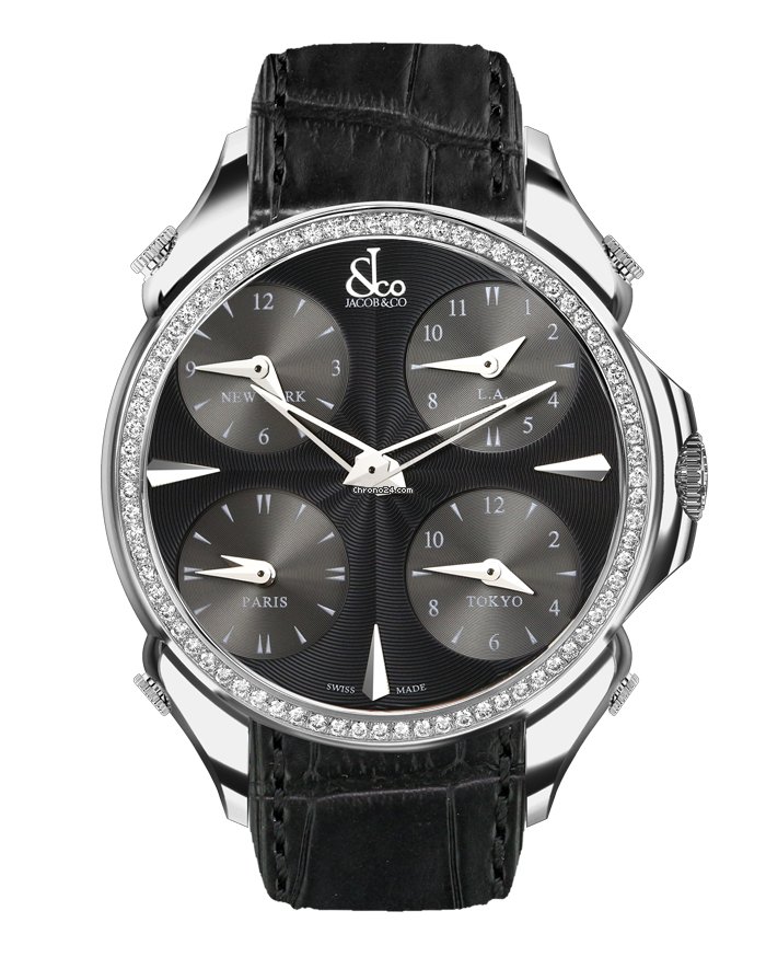 Jacob & Co. Five Time Zone Mens watch Unisex Quartz Steel PZ500.10.RO.LA.A