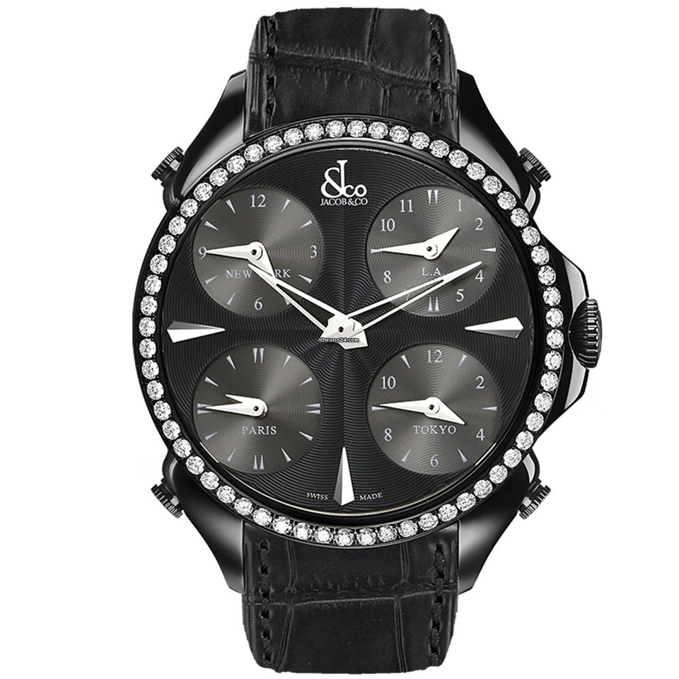 Jacob & Co. Five Time Zone Mens watch Unisex Quartz Steel PZ500.11.RO.LA.A