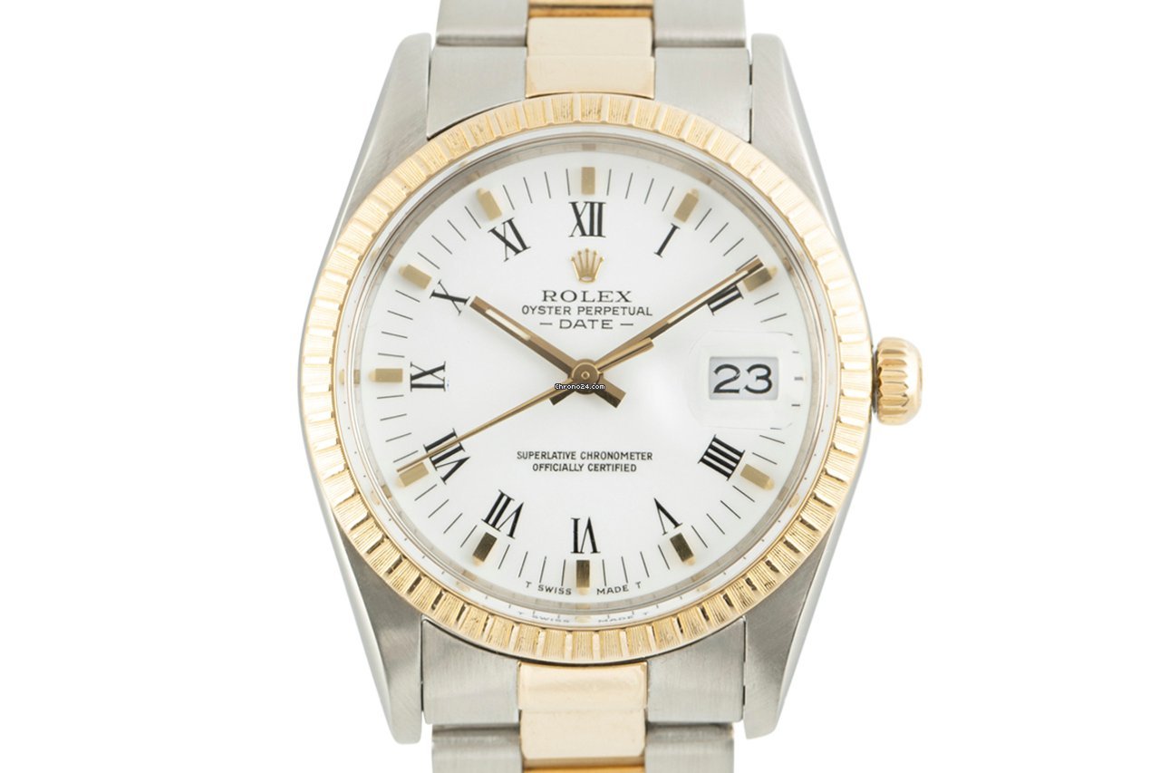 Rolex Oyster Perpetual Date Mens watch Unisex Gold Steel Automatic 15053