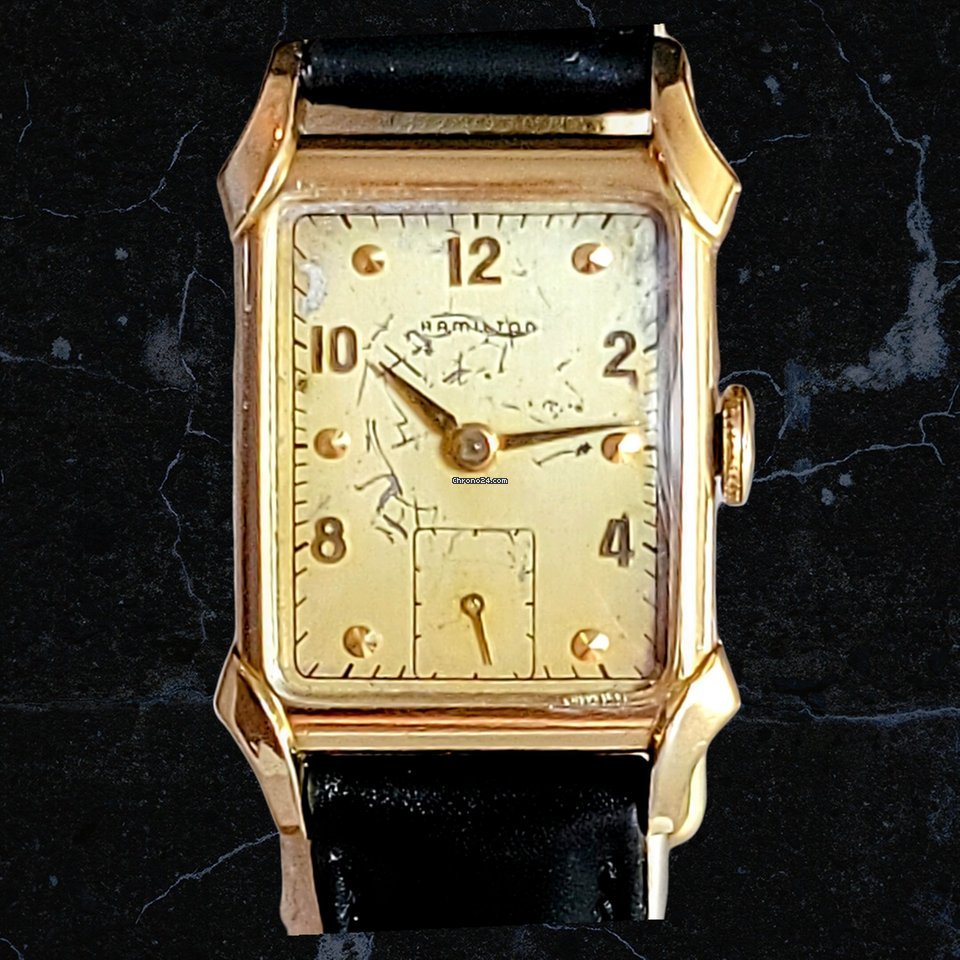 Hamilton Mens watch Unisex Manual winding Gold Steel Hamilton Grade 982