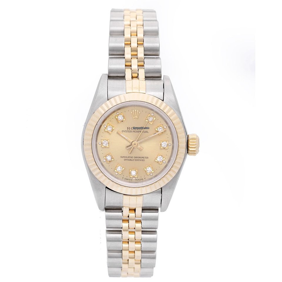 Rolex Oyster Perpetual Womens watch Gold Steel Automatic 67243