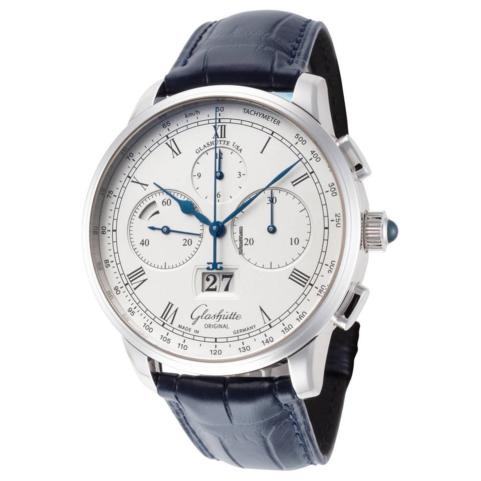 Glashtte Original Senator Chronograph Panorama Date Mens watch Unisex Automatic Platinum 1-37-01-02-03-30