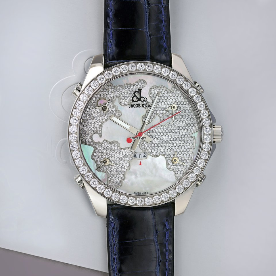 Jacob & Co. Five Time Zone Womens watch Quartz Steel JC-47WW 3.25ct bezel