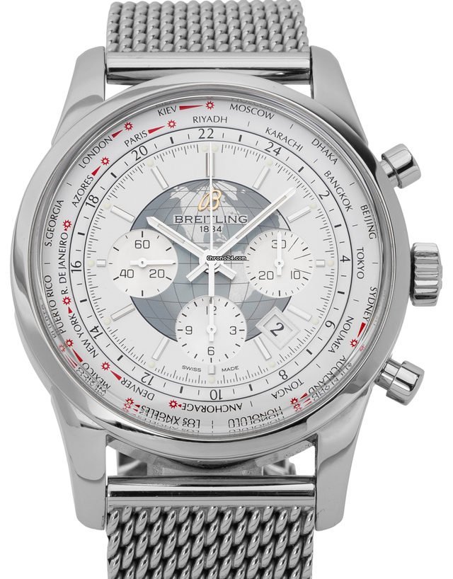 Breitling Transocean Chronograph Unitime Mens watch Unisex Automatic Steel AB0510U0.A732.152A