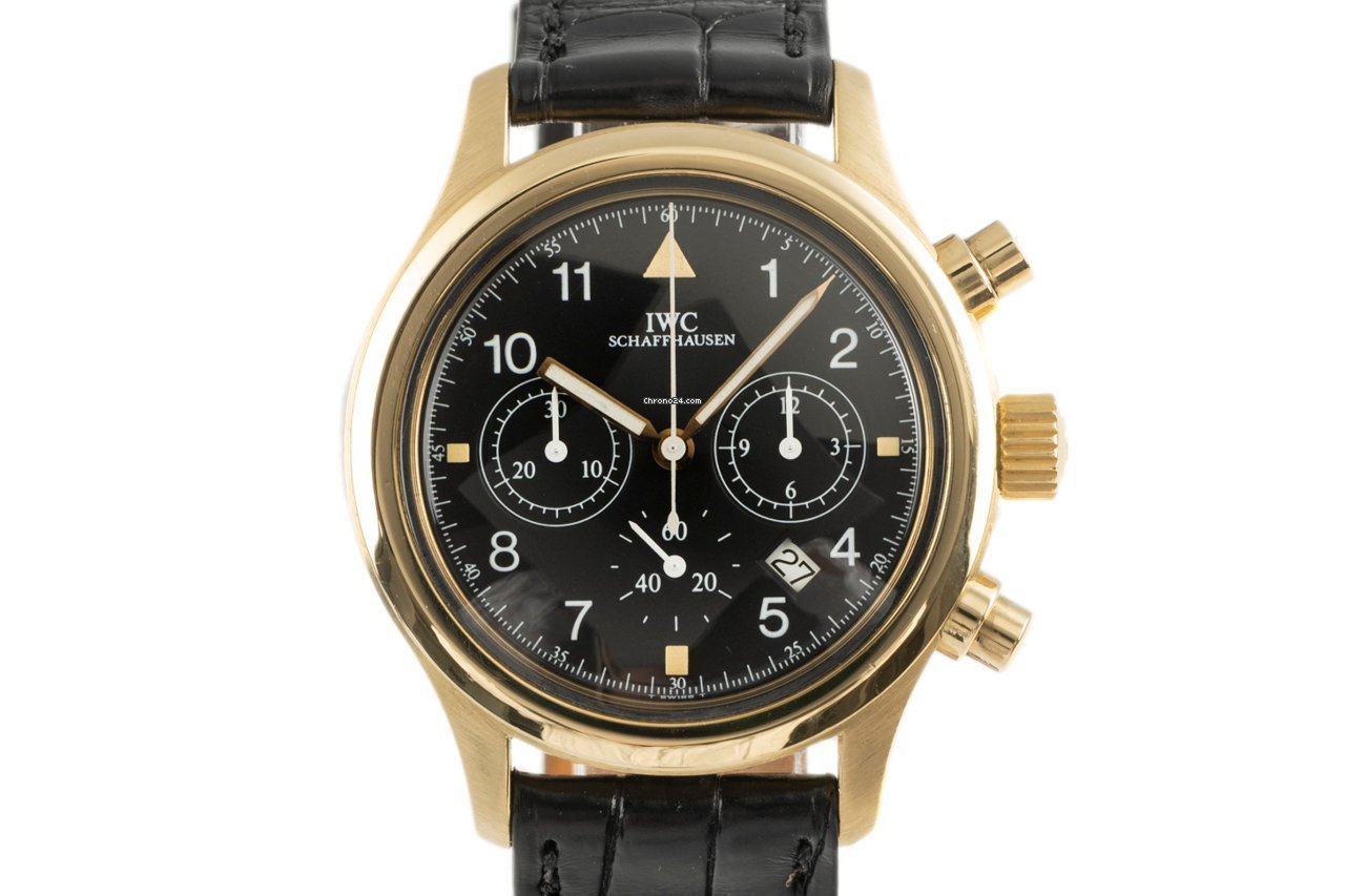 IWC Pilot Chronograph Mens watch Unisex Quartz Yellow gold 3740