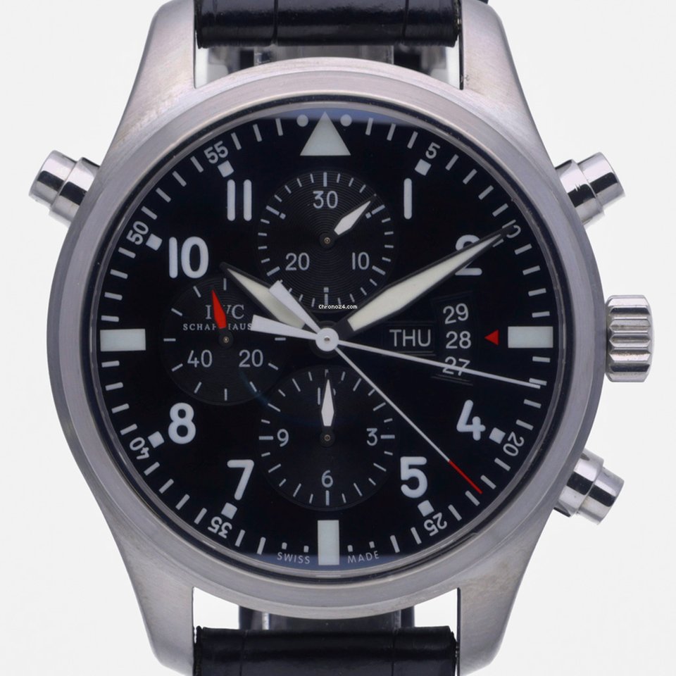 IWC Pilot Double Chronograph Mens watch Unisex Automatic Steel IW377801