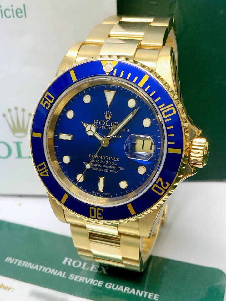 Rolex Submariner Date Mens watch Unisex Yellow gold Automatic 16618
