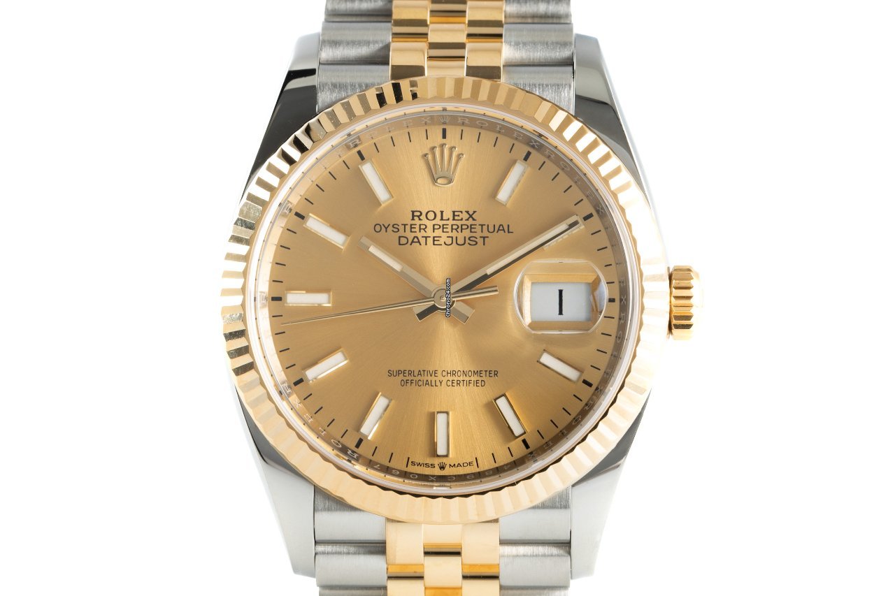 Rolex Datejust 36 Mens watch Unisex Gold Steel Automatic 126233