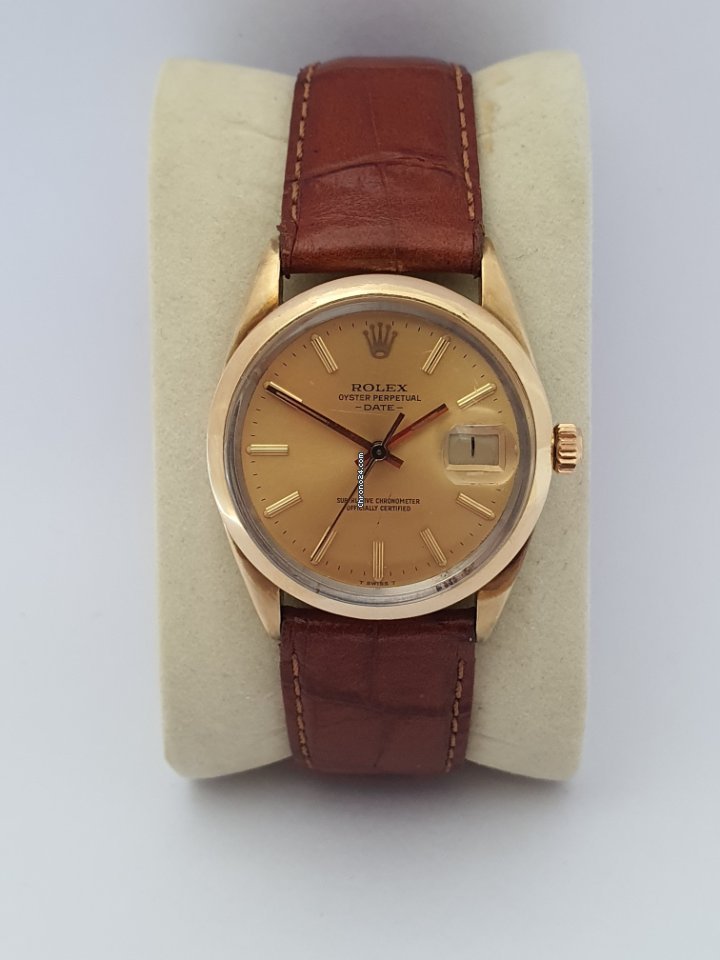 Rolex Oyster Perpetual Date Mens watch Unisex Gold Steel Automatic 1550