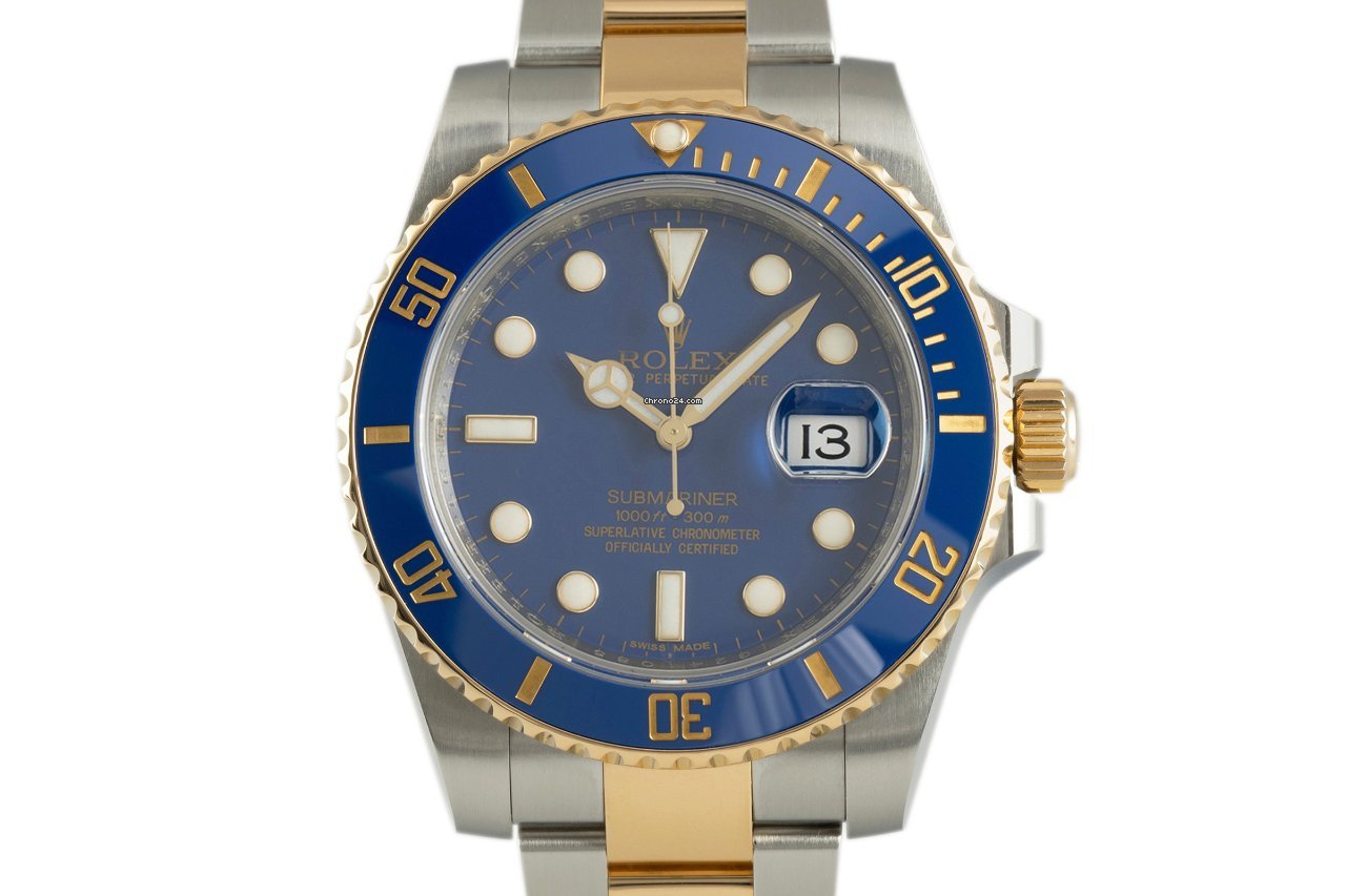 Rolex Submariner Date Mens watch Unisex Gold Steel Automatic 116613LB