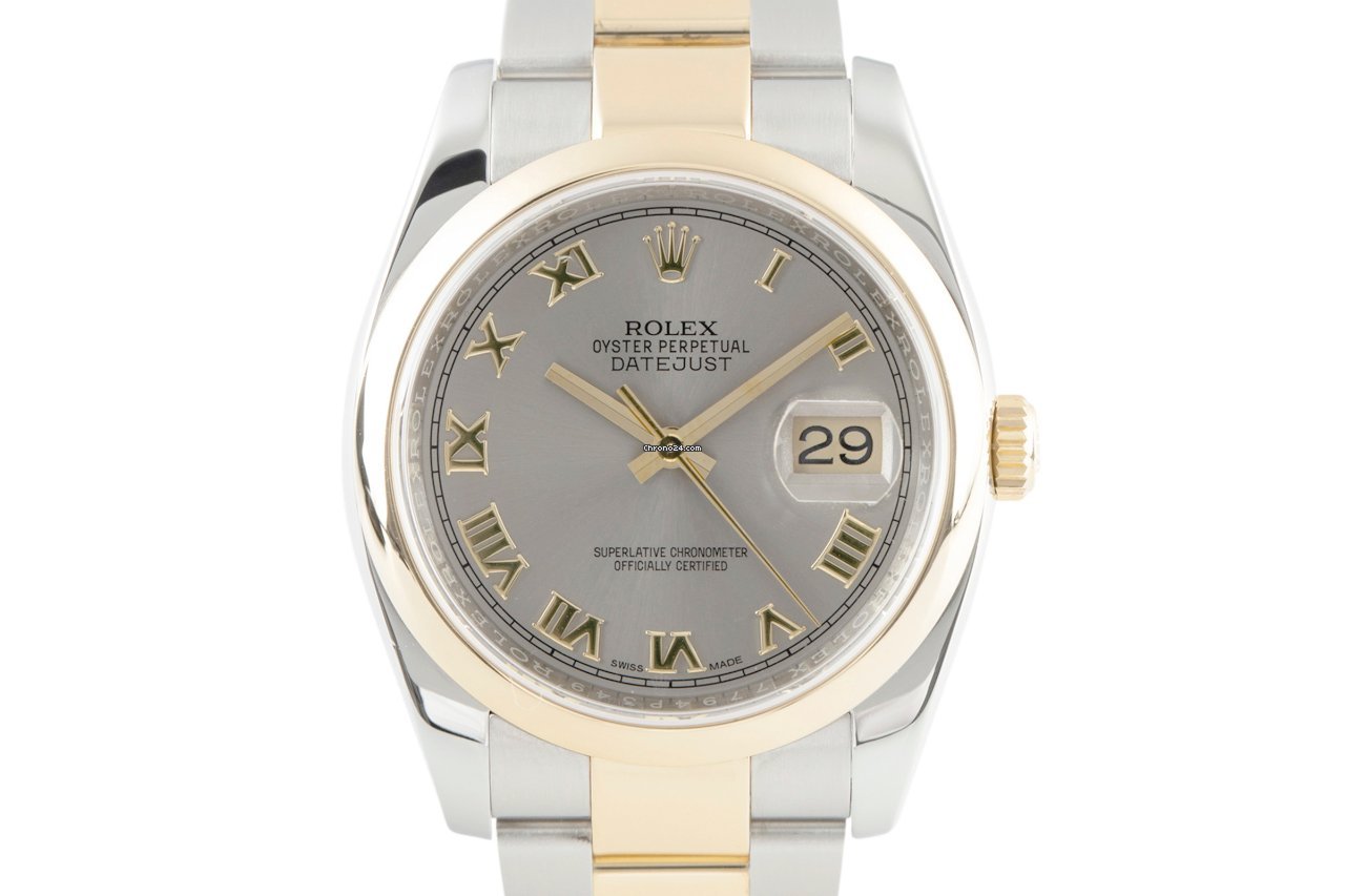 Rolex Datejust 36 Mens watch Unisex Gold Steel Automatic 116203