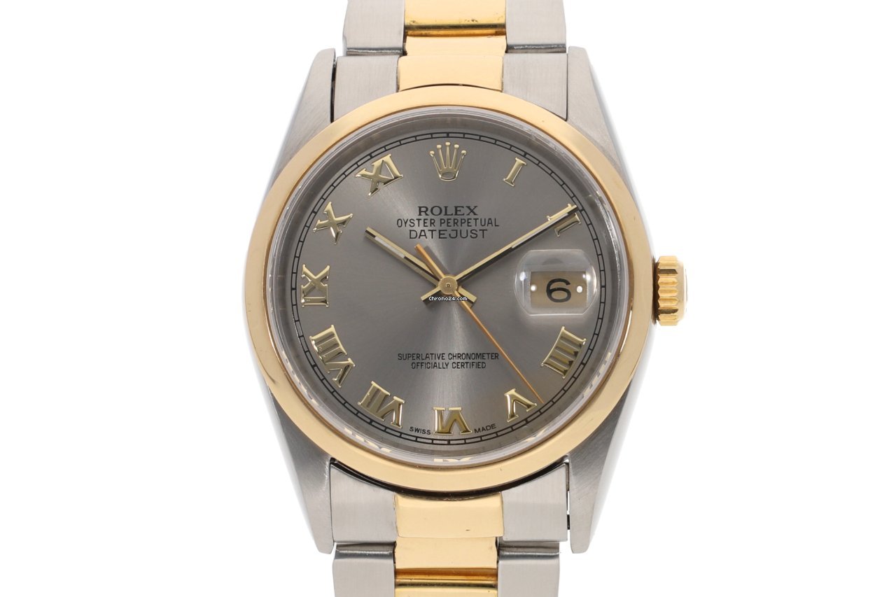 Rolex Datejust 36 Mens watch Unisex Gold Steel Automatic 16203