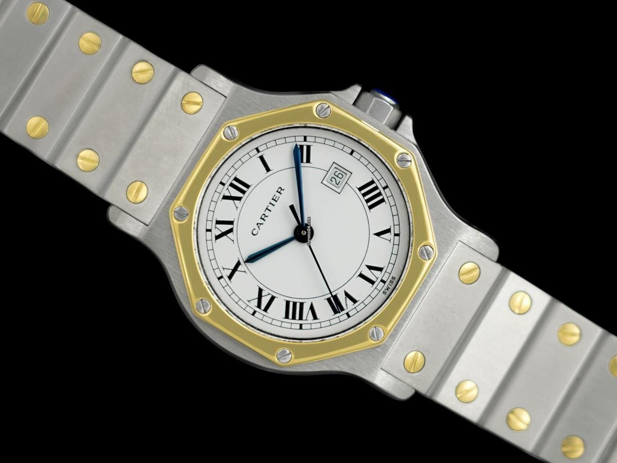 Cartier Santos Mens watch Unisex Automatic Gold Steel 8446ST