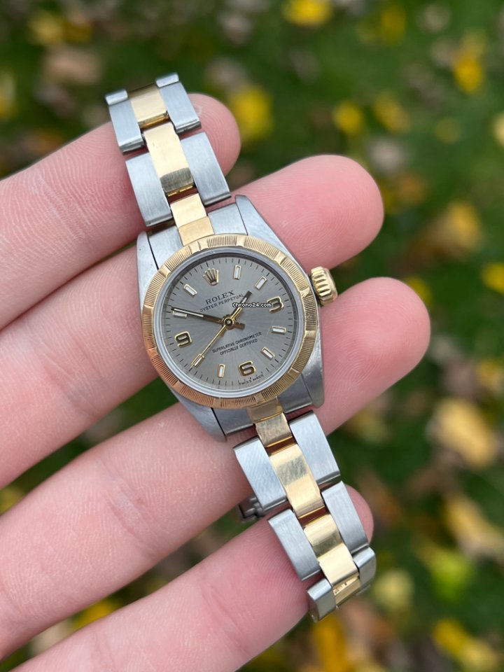 Rolex Oyster Perpetual Womens watch Gold Steel Automatic 76243