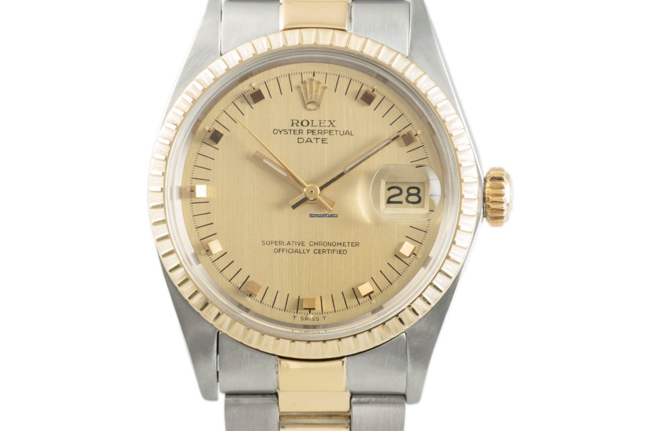 Rolex Oyster Perpetual Date Mens watch Unisex Gold Steel Automatic 1505